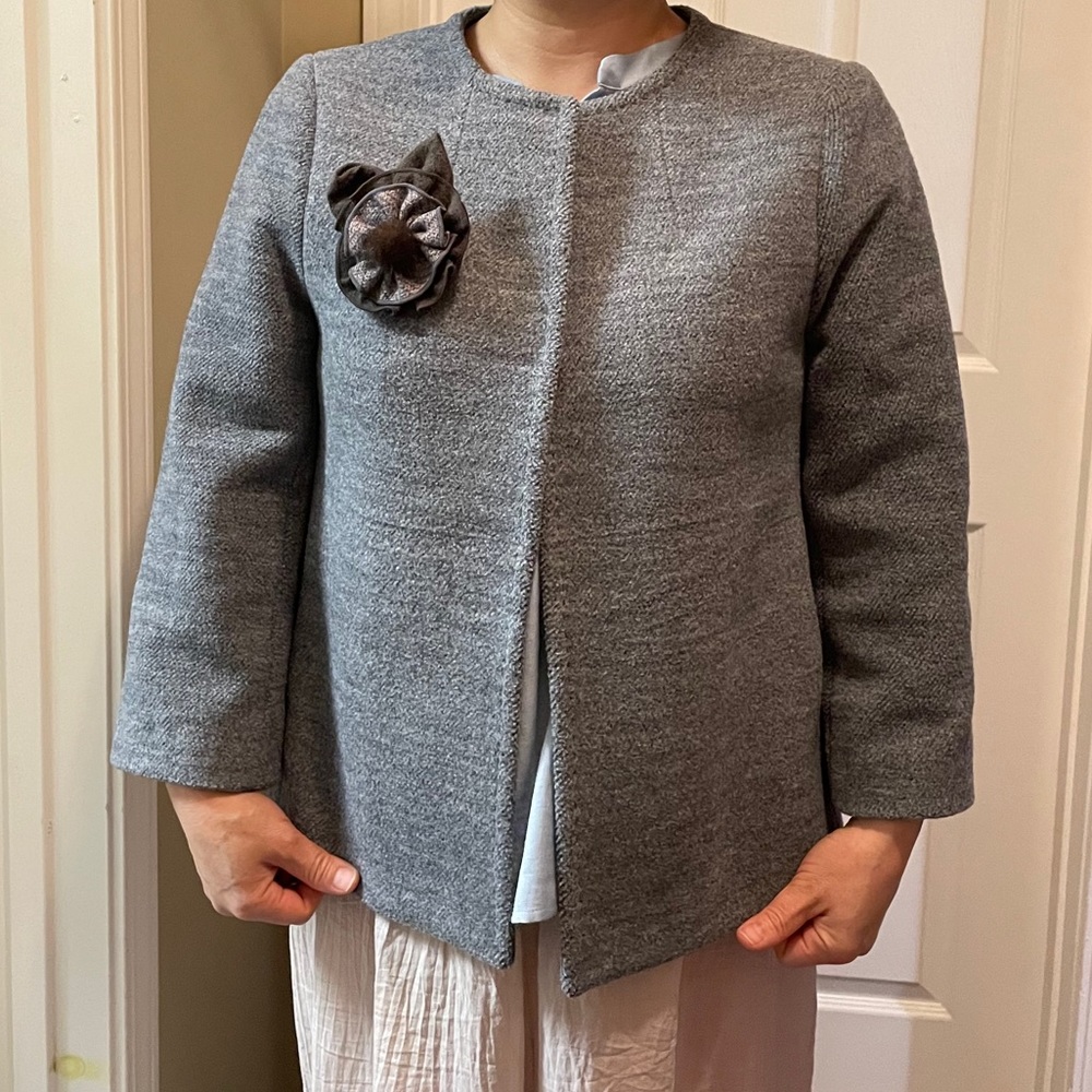 Grey Wool Coat Jacket - Picture 7 of 7
